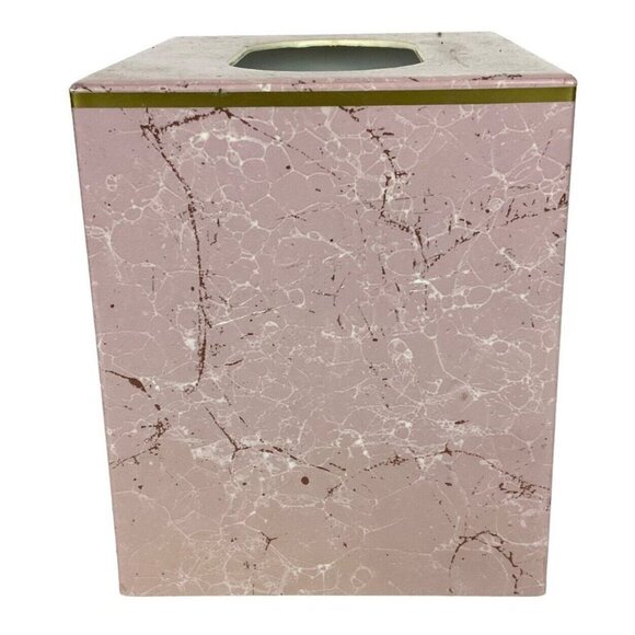 Dawson Tissue Box Cover Pink Gold Marbleized Plastic Lightweight Vtg 80s Taiwan - Picture 4 of 7